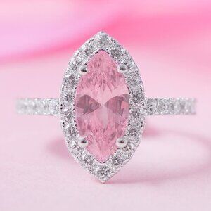 Pink  Marquise Gemstone Ring, 925 Sterling Silver